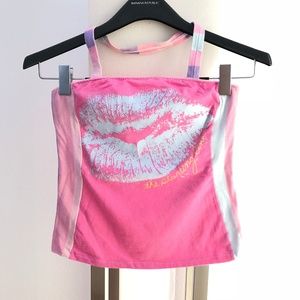 Halter Tube tank Top Pink Lips One of a Kind Recon